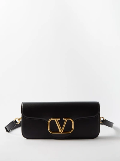 Valentino Garavani Locò V-logo Leather Shoulder Bag In Black