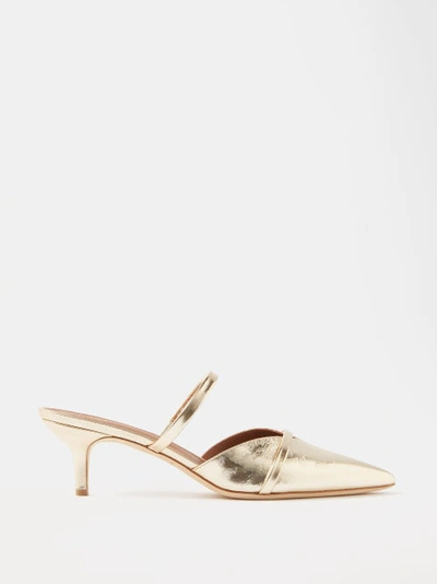 Malone Souliers Frankie 45 Leather Pointed-toe Mules In Gold