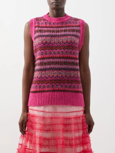 Molly Goddard Lennon Fair Isle-knit Tank In Pink