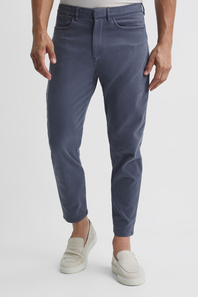 Reiss Hammond Tapered Cropped Stretch-cotton Blend Trousers In Airforce Blue