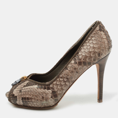 Pre-owned Alexander Mcqueen Brown Python Leather Pumps Size 36
