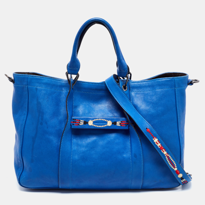 Pre-owned Longchamp Blue Leather Massai Tote