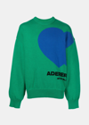 Ader Error Heart-knit Flocked-logo Jumper In Green