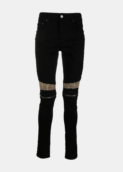 Amiri Paisley-patch Skinny Jeans In Black