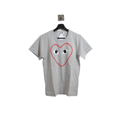 Comme Des Garçons Comme Des Garcons Play Red Outlined Heart Tee Grey In Xxl