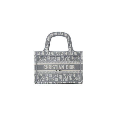 Dior Oblique Embroidery Mini Book Tote Gray In Default Title