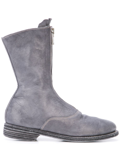 Guidi Women 310 Soft Horse Leather Front Zip Military Boot In Light Grey