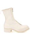 Guidi Leather Booties With Front Zip 5cm In Co00t White