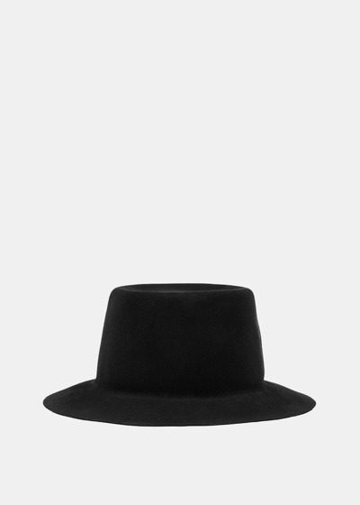 Horisaki Design & Handel Black Beaver Fur Felt Open Crown Hat In M