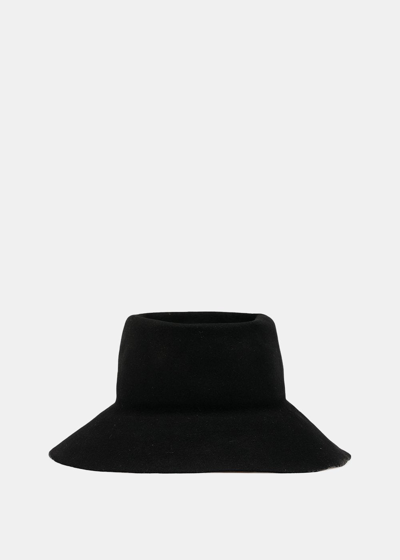 Horisaki Design & Handel Black Rabbit Fur Felt Telescope Hat In L