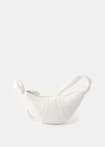 Lemaire Small Leather Croissant Shoulder Bag In White