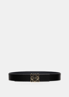Loewe Reversible Anagram Leather Belt In Black & Navy & Gold