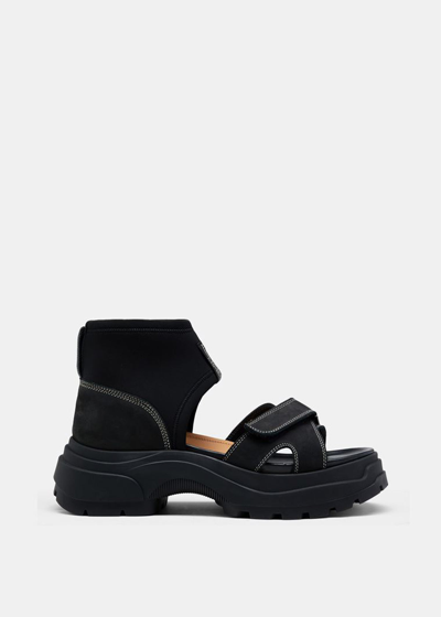 Maison Margiela Black Strapped Suede Sandals