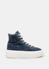 Mm6 Maison Margiela Blue Suede Platform High Sneakers In Moonlight Blue