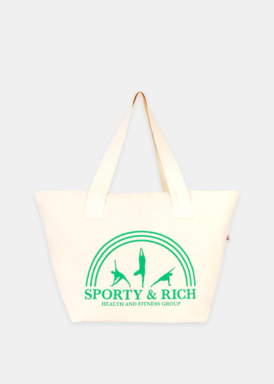 Sporty And Rich Natural Fitness Group Tote In Natural & Kelly