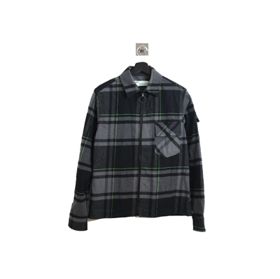Off-white Flannel Shirt Lime Black Grey In Xxl