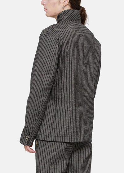 Uma Wang Black & Grey Striped Jacy Jacket In Grey & Black