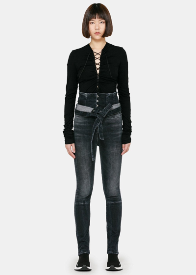 Ben Taverniti Unravel Project Unravel Project Washed Black Skinny Corset Jeans In Wash Black