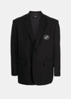 We11 Done We11done Black Oversized Logo Blazer In Black