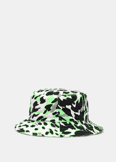 We11 Done We11done Noen Green Leopard Bucket Hat In Neon Green