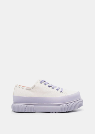 Both 双色厚底板鞋 In White & Lavender