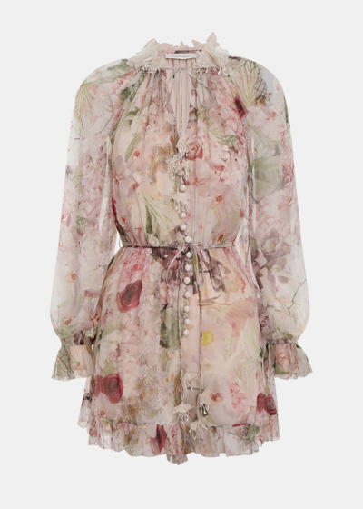 Zimmermann Dancer Flutter Playsuit In Alabaster Garden Floral