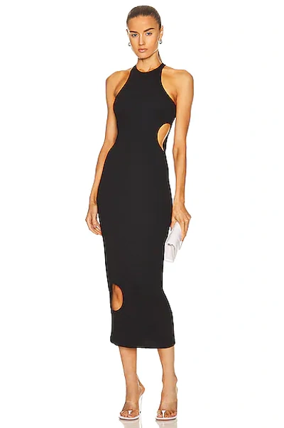 Off-white Meteor Cutout Ribbed Stretch-cotton Jersey Midi Dress In Black