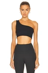 Girlfriend Collective Bianca One-shoulder Stretch-recycled Polyester Sports Bra In Black