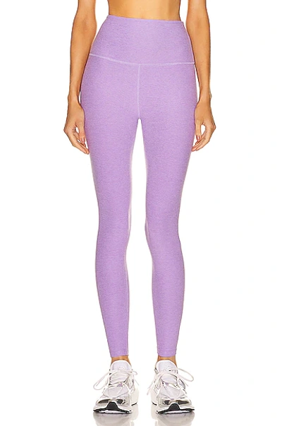 Beyond Yoga Spacedye Caught In The Midi High Waisted Legging In Bright Amethyst Heather