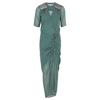 VERONICA BEARD MARIPOSA GREEN PRINTED SILK-CHIFFON MIDI DRESS