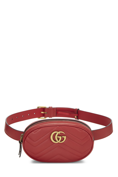 Pre-owned Gucci Red Leather Marmont Belt Bag Mini