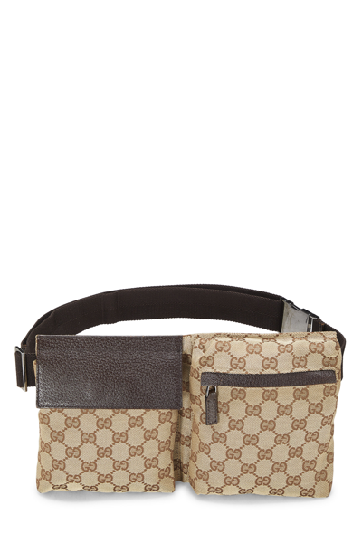Pre-owned Gucci Original Gg Canvas Double Pocket Waist Pouch