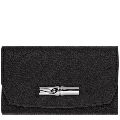 Longchamp Compact Wallet Roseau In Black