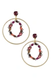 Jardin Crystal Orbital Drop Earrings In Red/ Gold