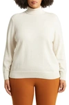 Lafayette 148 Metallic Trim Kindcashmere Turtleneck Sweater In Buff