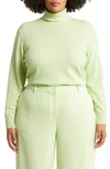 Lafayette 148 Metallic Trim Kindcashmere Turtleneck Sweater In Mint