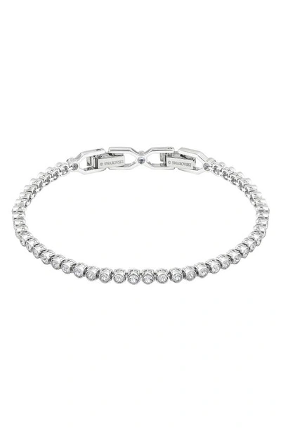 Swarovski Rose Gold-tone Crystal Tennis Bracelet In White