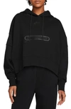 Nike Women's  Sportswear Tech Fleece Over-oversized Crop Pullover Hoodie In Black/ Black