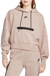 Nike Sportwear Tech Fleece Essential Pullover Hoodie In Pink Oxford/ Black