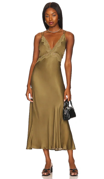 Spell Boudoir Slip Dress In Olive