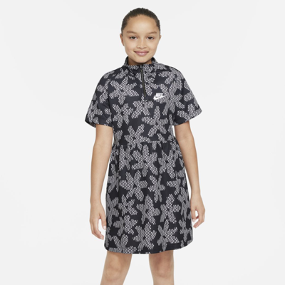 Nike Sportswear Big Kids' (girls') Printed Short-sleeve Dress In Black