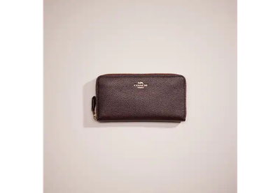 Coach Restored Accordion Zip Wallet In Light Gold/oxblood