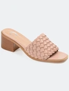 Journee Collection Women's Fylicia Woven Block Heel Slide Sandals In Blush
