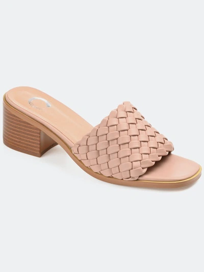 Journee Collection Women's Fylicia Woven Block Heel Slide Sandals In Blush