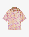 Sandro Kimy Printed Silk Button Down Shirt In Jaunes / Oranges