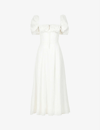 House Of Cb Tallulah Floral-print Cotton-blend Midi Dress In White