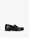 PAPOUELLI PAPOUELLI GIRLS BLACK KIDS LONDON LEATHER LOAFER SHOES 6-7 YEARS,55462090