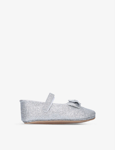 Papouelli Baby Bowie Bow-embellished Woven Shoes 6 Months - 1 Year In Silver