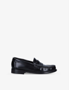 PAPOUELLI PAPOUELLI GIRLS BLACK KIDS LONDON LEATHER LOAFER SCHOOL SHOES 7-8 YEARS,55462137