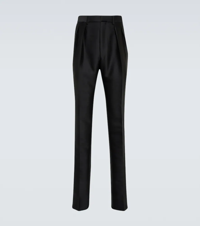Tom Ford Pleated Wool And Silk Pants In Black